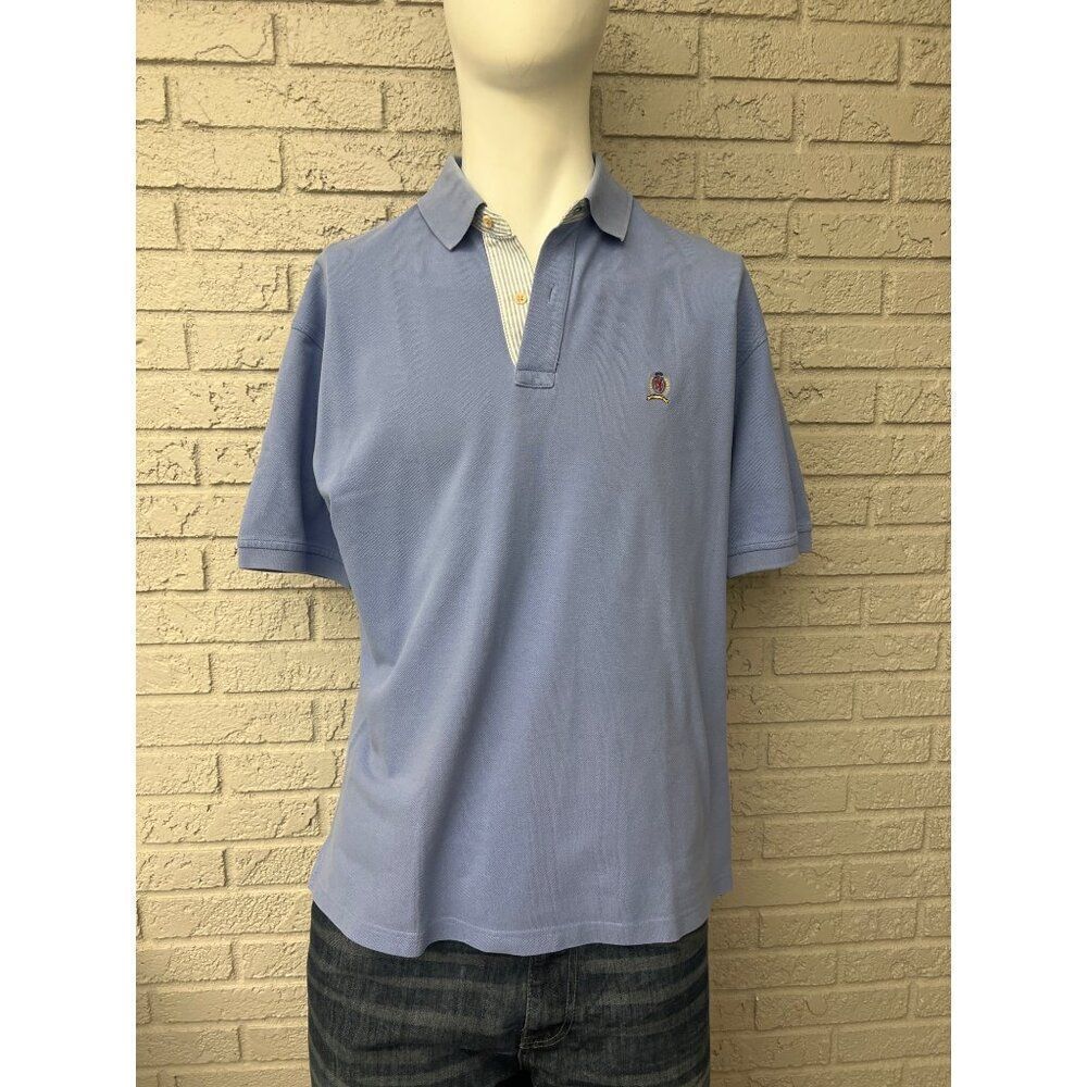 Tommy Hilfiger Men Blue Short Sleeve Polo Shirt Size L